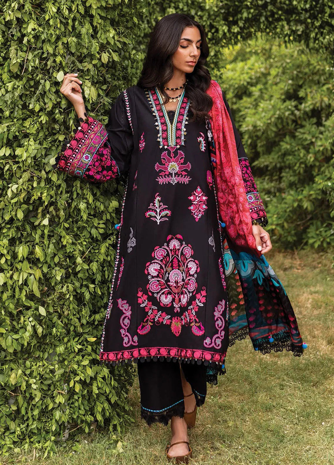 Siraa by Sadaf Fawad Khan Embroidered Lawn Suit Unstitched 3 Piece SDF24SL Ada B - Summer Collection