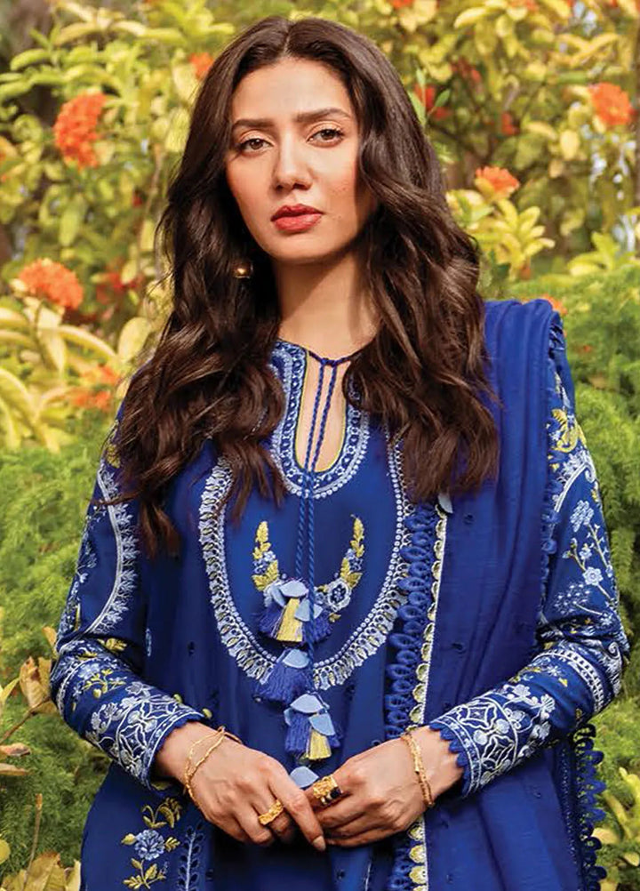 Siraa by Sadaf Fawad Khan Embroidered Lawn Suit Unstitched 3 Piece SDF24SL Dalia A - Summer Collection