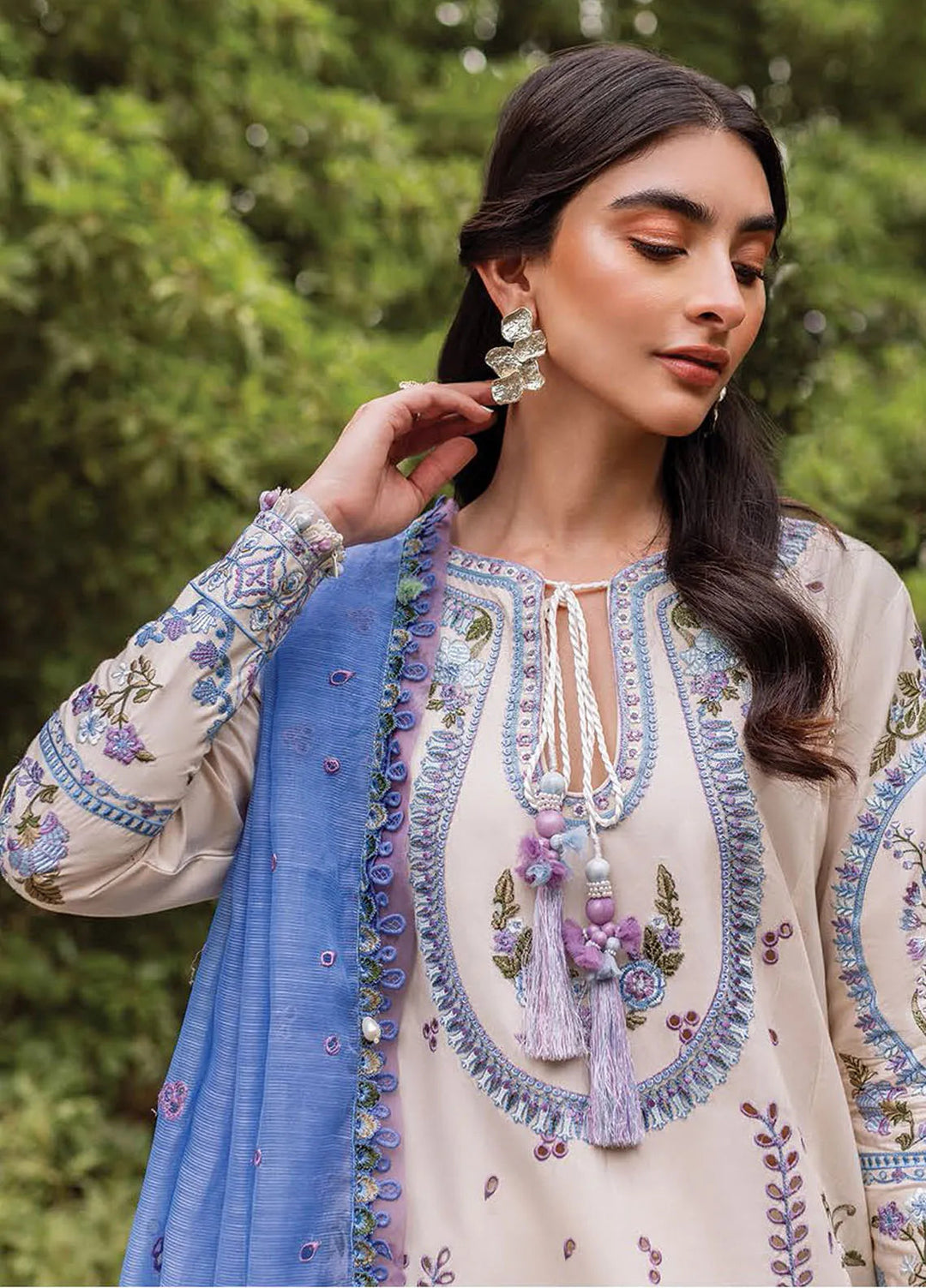 Siraa by Sadaf Fawad Khan Embroidered Lawn Suit Unstitched 3 Piece SDF24SL Dalia B - Summer Collection