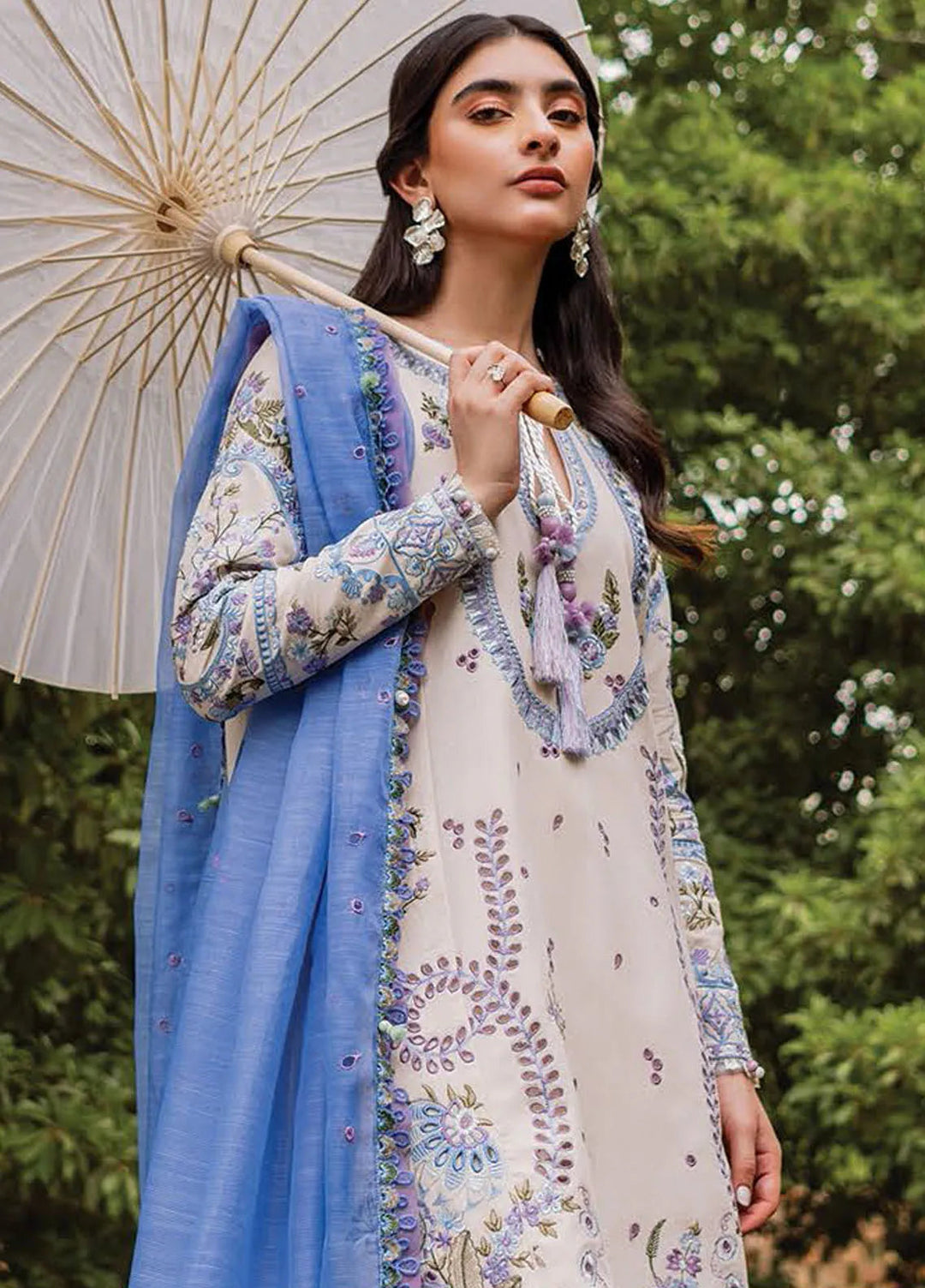 Siraa by Sadaf Fawad Khan Embroidered Lawn Suit Unstitched 3 Piece SDF24SL Dalia B - Summer Collection