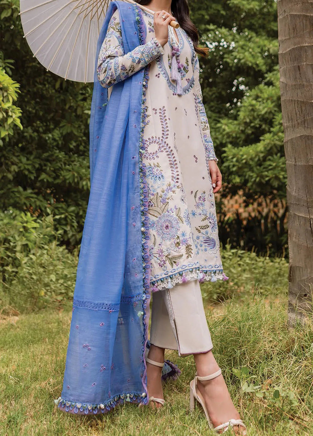 Siraa by Sadaf Fawad Khan Embroidered Lawn Suit Unstitched 3 Piece SDF24SL Dalia B - Summer Collection