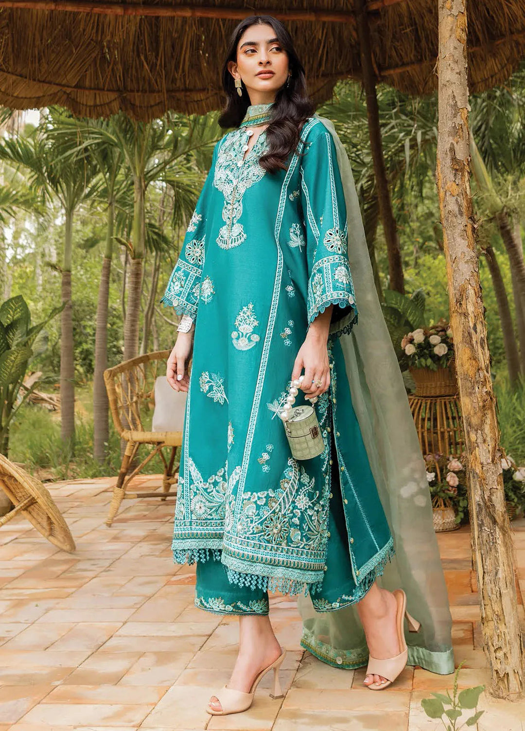 Siraa by Sadaf Fawad Khan Embroidered Lawn Suit Unstitched 3 Piece SDF24SL Faizah A - Summer Collection