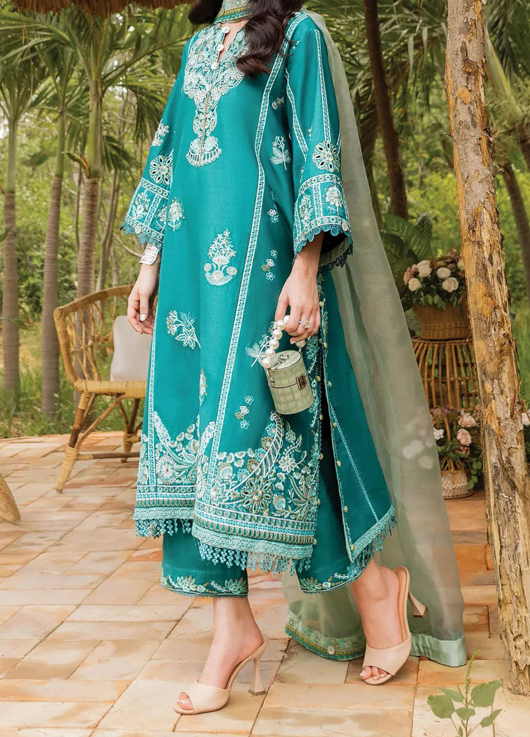 Siraa by Sadaf Fawad Khan Embroidered Lawn Suit Unstitched 3 Piece SDF24SL Faizah A - Summer Collection