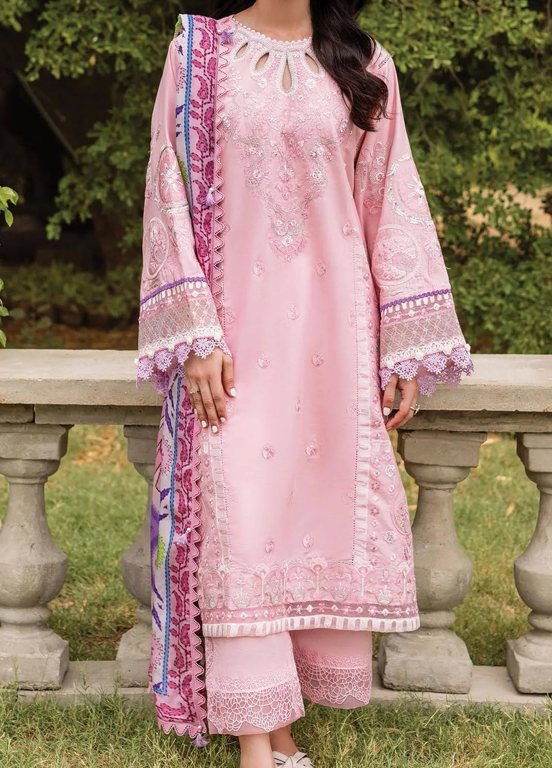 Siraa by Sadaf Fawad Khan Embroidered Lawn Suit Unstitched 3 Piece SDF24SL Gina A - Summer Collection