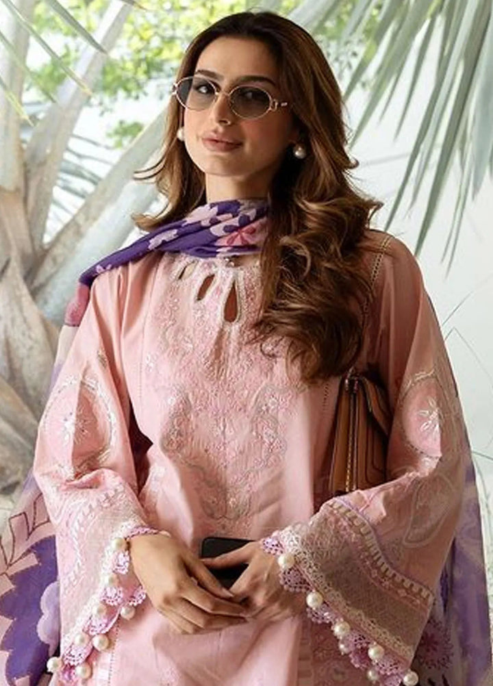 Siraa by Sadaf Fawad Khan Embroidered Lawn Suit Unstitched 3 Piece SDF24SL Gina A - Summer Collection