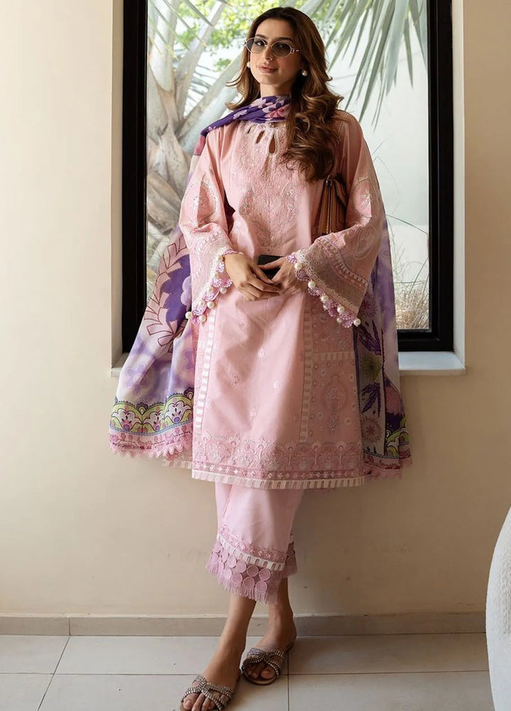 Siraa by Sadaf Fawad Khan Embroidered Lawn Suit Unstitched 3 Piece SDF24SL Gina A - Summer Collection