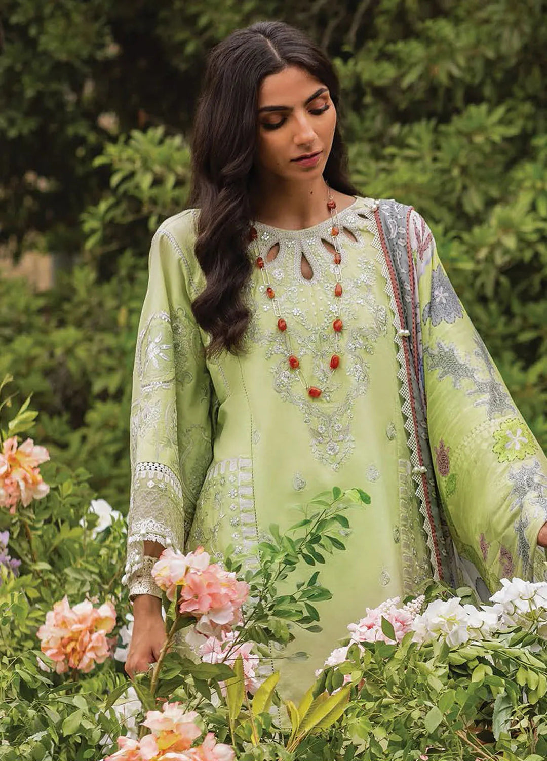 Siraa by Sadaf Fawad Khan Embroidered Lawn Suit Unstitched 3 Piece SDF24SL Gina B - Summer Collection