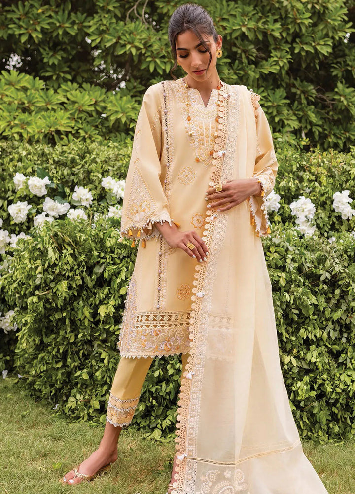 Siraa by Sadaf Fawad Khan Embroidered Lawn Suit Unstitched 3 Piece SDF24SL Zaphira A - Summer Collection