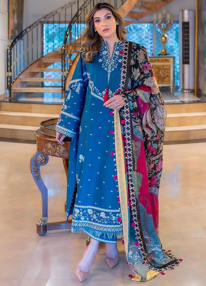 Siraa By Sadaf Fawad Khan Embroidered Lawn Suits Unstitched 3 Piece SDF24S Eira B - Luxury Collection