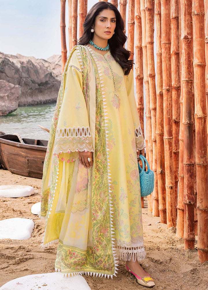 Siraa By Sadaf Fawad Khan Embroidered Lawn Suits Unstitched 3 Piece SDF24S Amani A - Luxury Collection