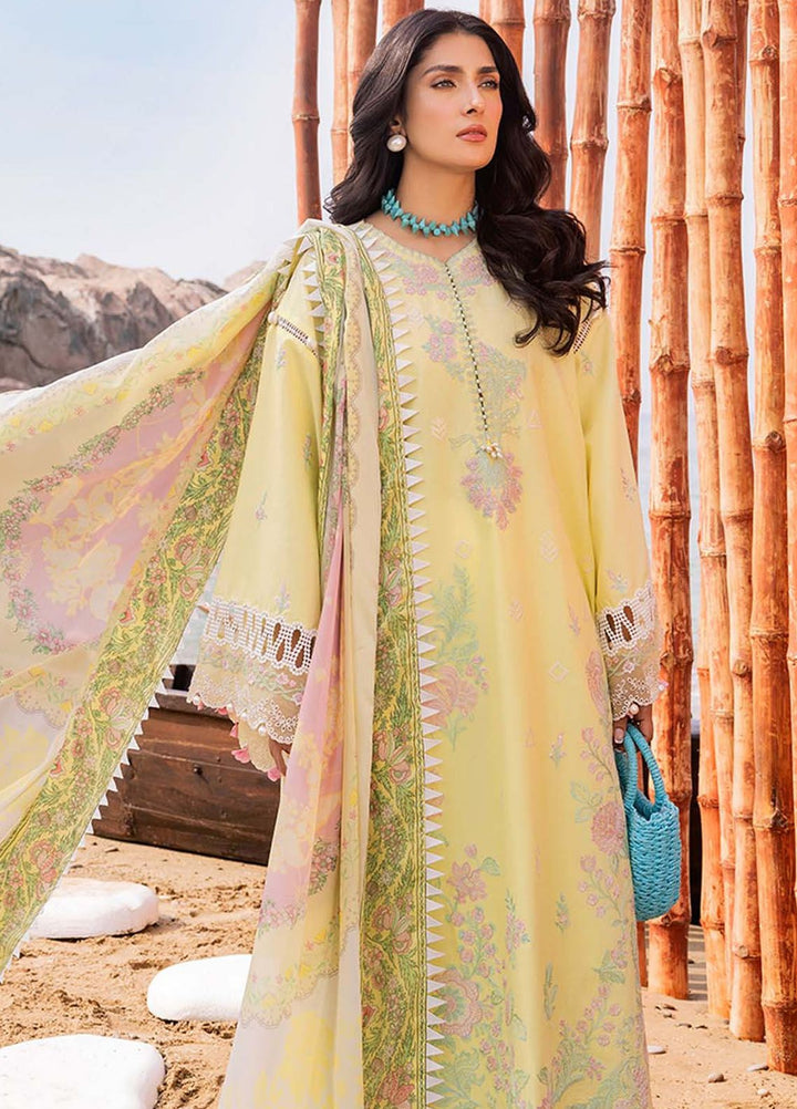 Siraa By Sadaf Fawad Khan Embroidered Lawn Suits Unstitched 3 Piece SDF24S Amani A - Luxury Collection