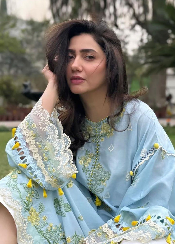 Siraa By Sadaf Fawad Khan Embroidered Lawn Suits Unstitched 3 Piece SDF24S Amani B - Luxury Collection