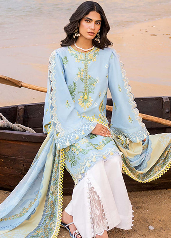 Siraa By Sadaf Fawad Khan Embroidered Lawn Suits Unstitched 3 Piece SDF24S Amani B - Luxury Collection