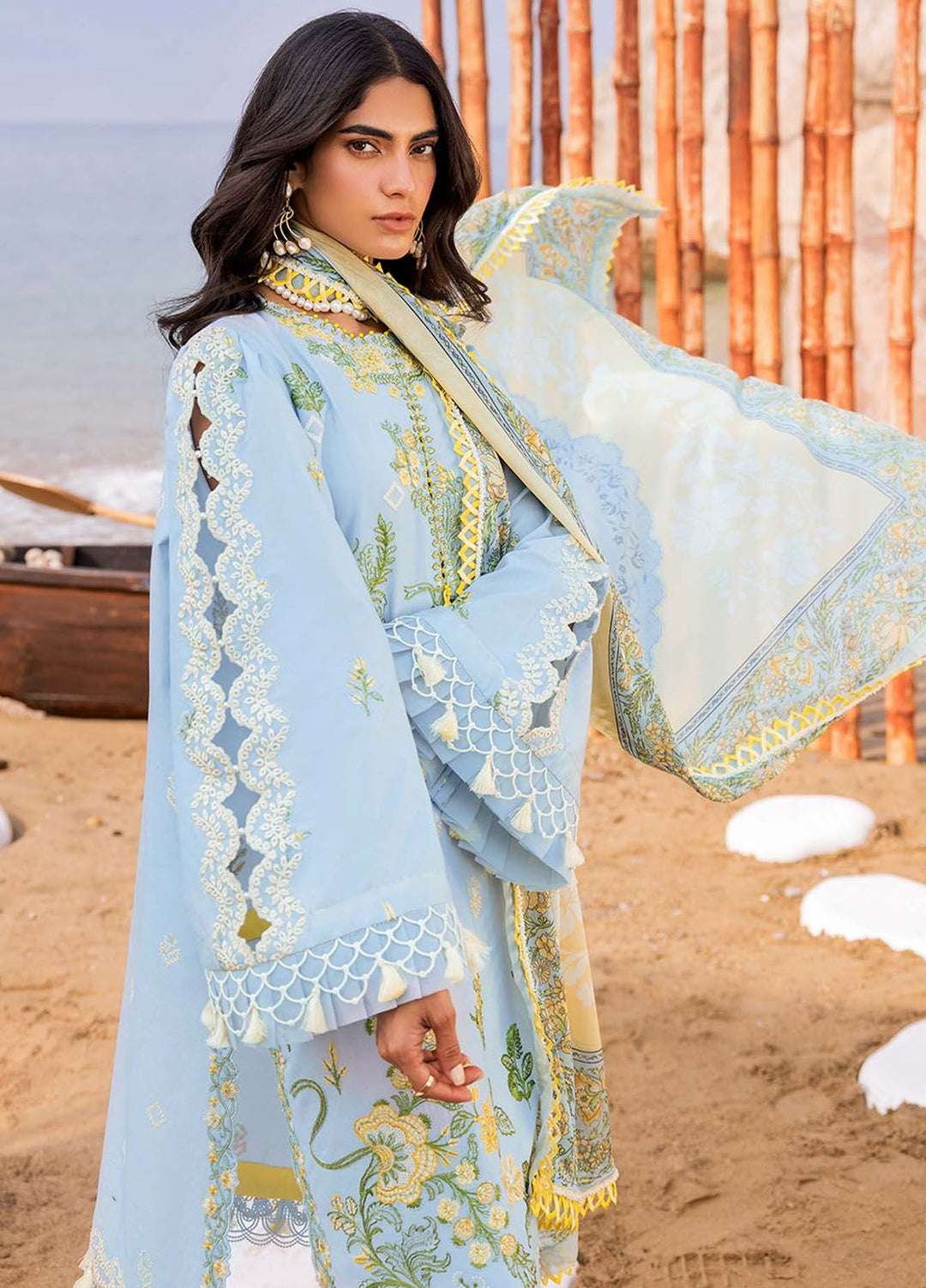Siraa By Sadaf Fawad Khan Embroidered Lawn Suits Unstitched 3 Piece SDF24S Amani B - Luxury Collection
