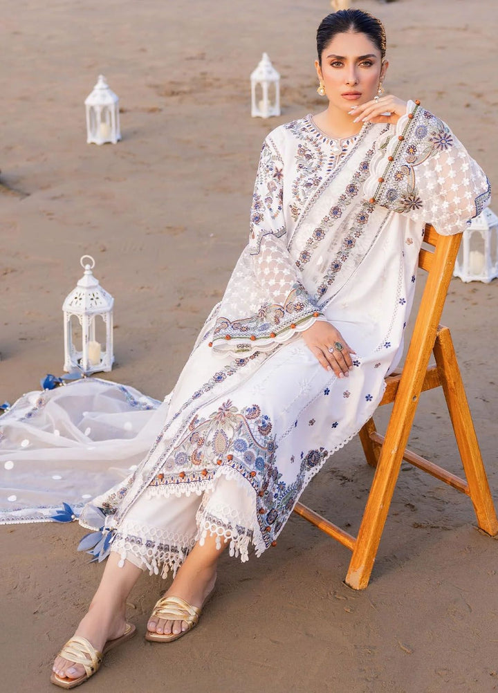 Siraa By Sadaf Fawad Khan Embroidered Lawn Suits Unstitched 3 Piece SDF24S Amira A - Luxury Collection