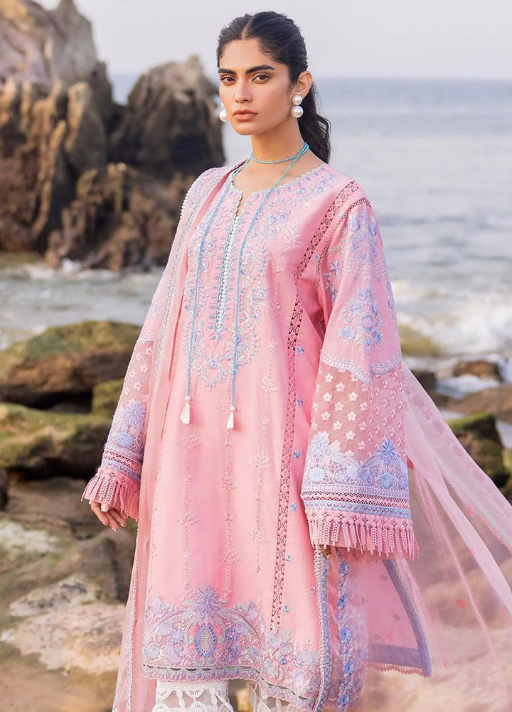 Siraa By Sadaf Fawad Khan Embroidered Lawn Suits Unstitched 3 Piece SDF24S Amira B - Luxury Collection