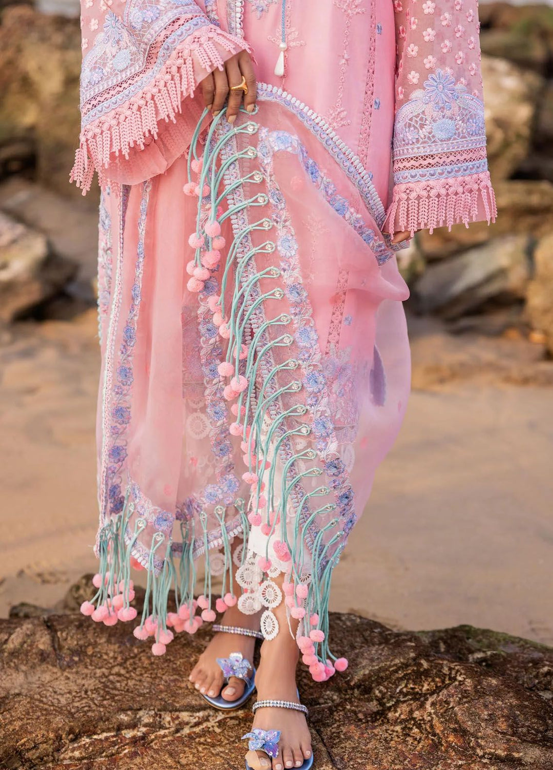 Siraa By Sadaf Fawad Khan Embroidered Lawn Suits Unstitched 3 Piece SDF24S Amira B - Luxury Collection