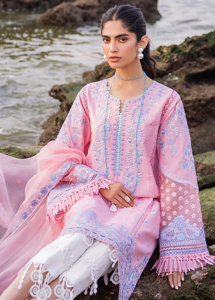 Siraa By Sadaf Fawad Khan Embroidered Lawn Suits Unstitched 3 Piece SDF24S Amira B - Luxury Collection