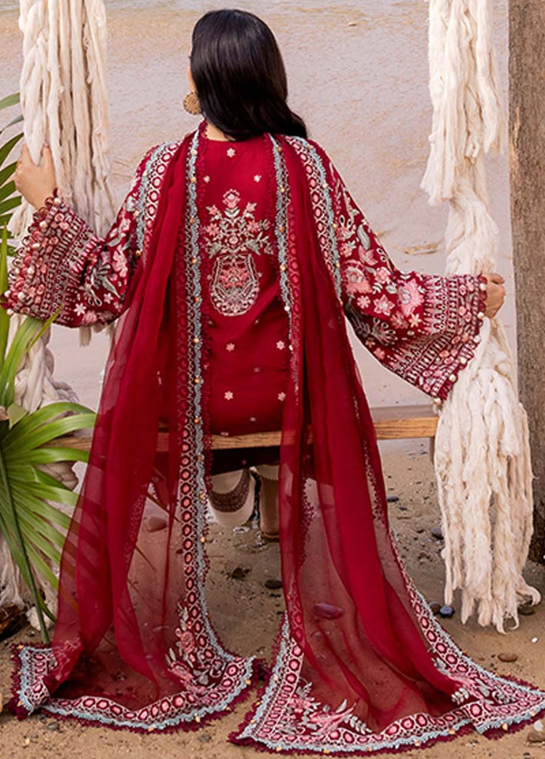 Siraa By Sadaf Fawad Khan Embroidered Lawn Suits Unstitched 3 Piece SDF24S Calah A - Luxury Collection