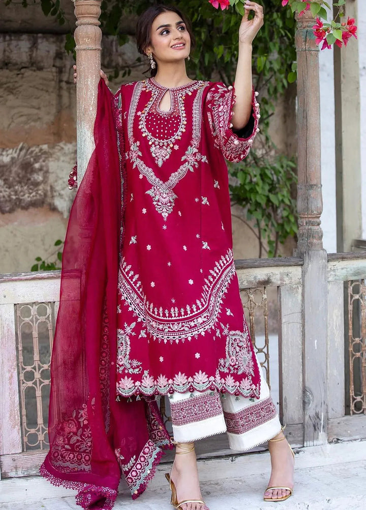 Siraa By Sadaf Fawad Khan Embroidered Lawn Suits Unstitched 3 Piece SDF24S Calah A - Luxury Collection