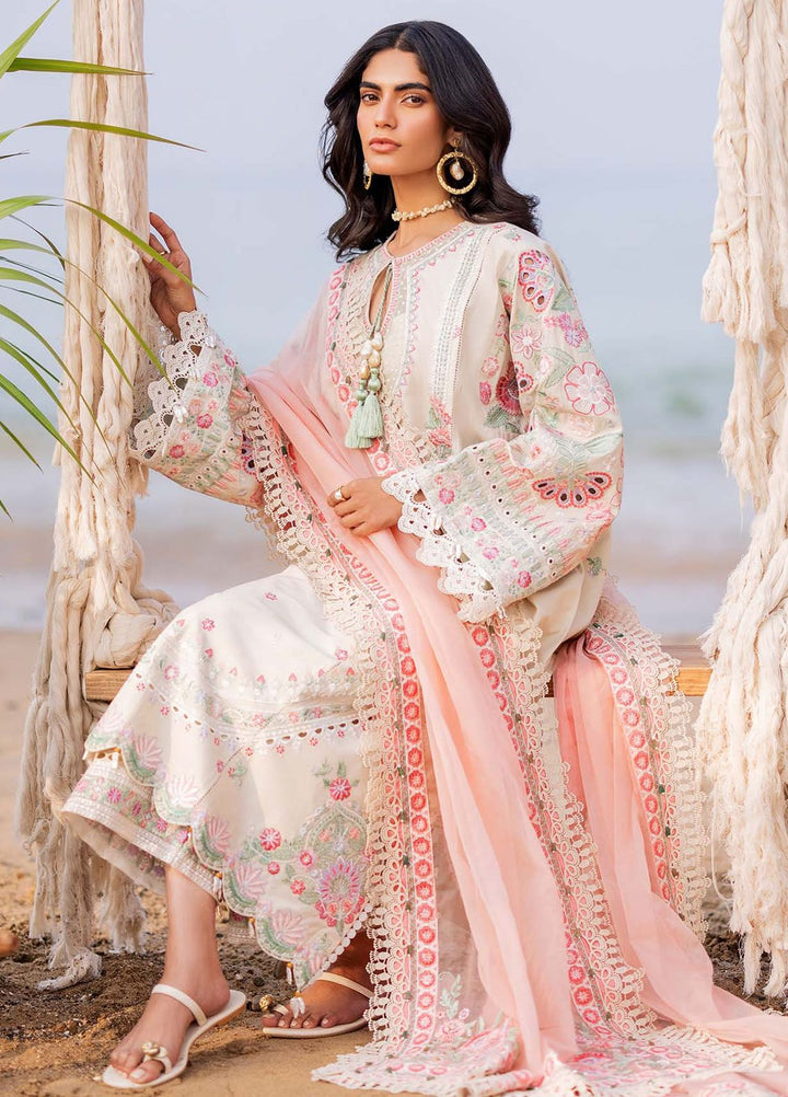 Siraa By Sadaf Fawad Khan Embroidered Lawn Suits Unstitched 3 Piece SDF24S Calah B - Luxury Collection
