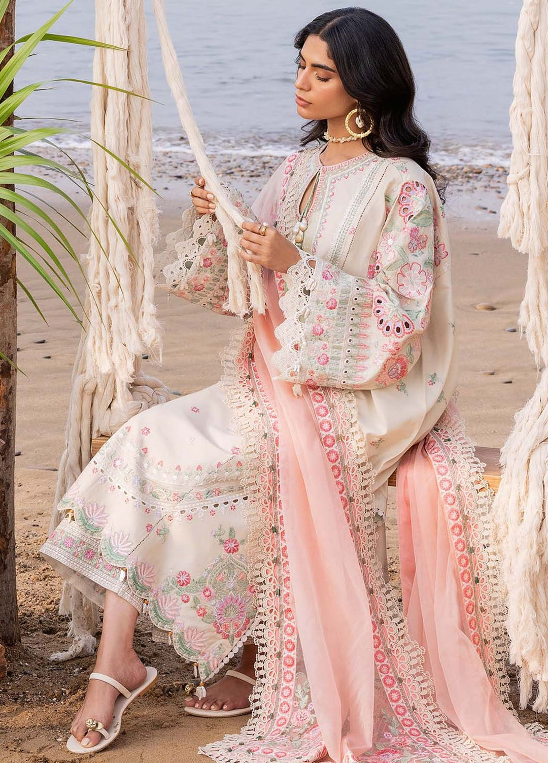 Siraa By Sadaf Fawad Khan Embroidered Lawn Suits Unstitched 3 Piece SDF24S Calah B - Luxury Collection