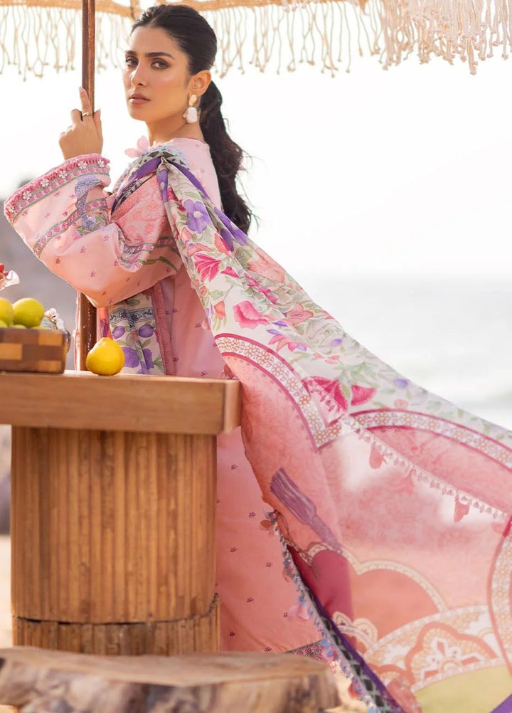 Siraa By Sadaf Fawad Khan Embroidered Lawn Suits Unstitched 3 Piece SDF24S Eira A - Luxury Collection