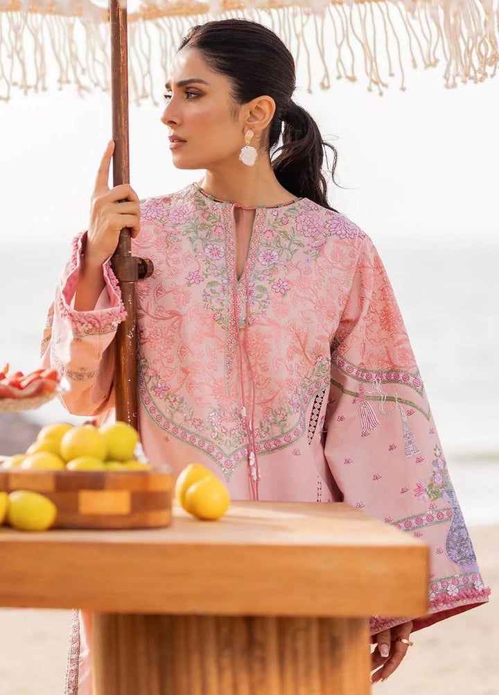 Siraa By Sadaf Fawad Khan Embroidered Lawn Suits Unstitched 3 Piece SDF24S Eira A - Luxury Collection