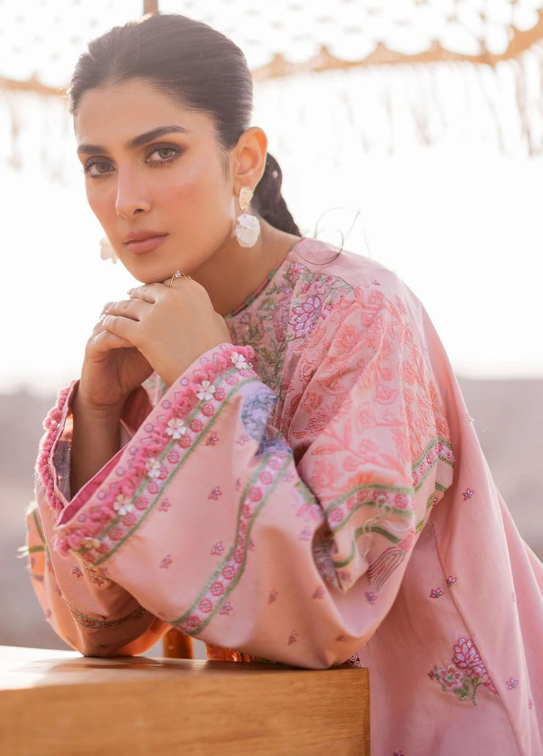 Siraa By Sadaf Fawad Khan Embroidered Lawn Suits Unstitched 3 Piece SDF24S Eira A - Luxury Collection