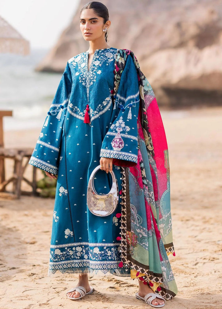 Siraa By Sadaf Fawad Khan Embroidered Lawn Suits Unstitched 3 Piece SDF24S Eira B - Luxury Collection