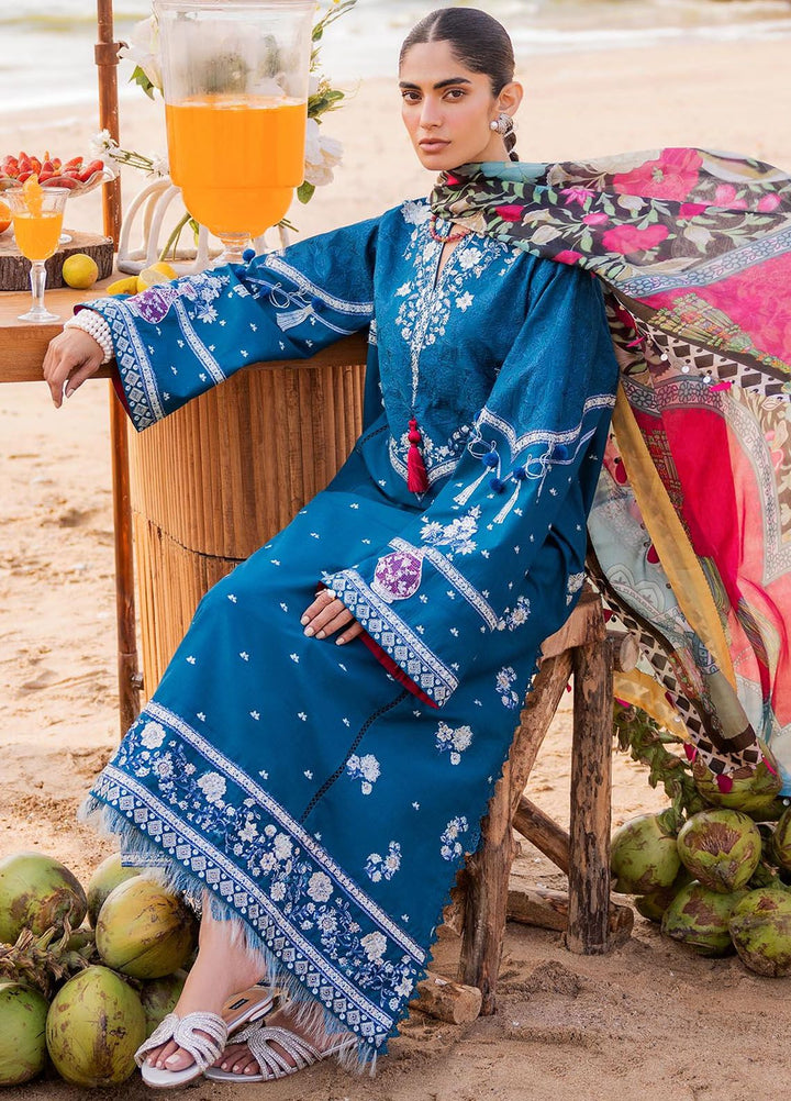 Siraa By Sadaf Fawad Khan Embroidered Lawn Suits Unstitched 3 Piece SDF24S Eira B - Luxury Collection