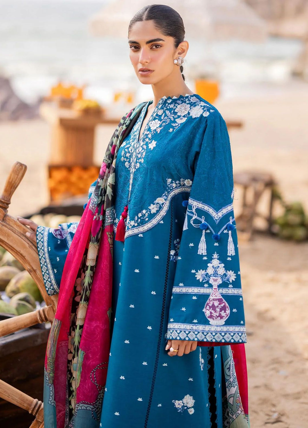 Siraa By Sadaf Fawad Khan Embroidered Lawn Suits Unstitched 3 Piece SDF24S Eira B - Luxury Collection