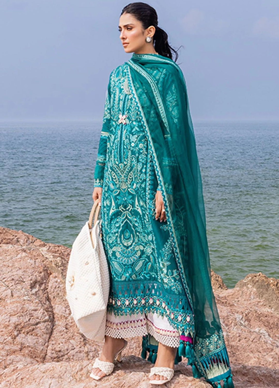 Siraa By Sadaf Fawad Khan Embroidered Lawn Suits Unstitched 3 Piece SDF24S Elaheh A - Luxury Collection