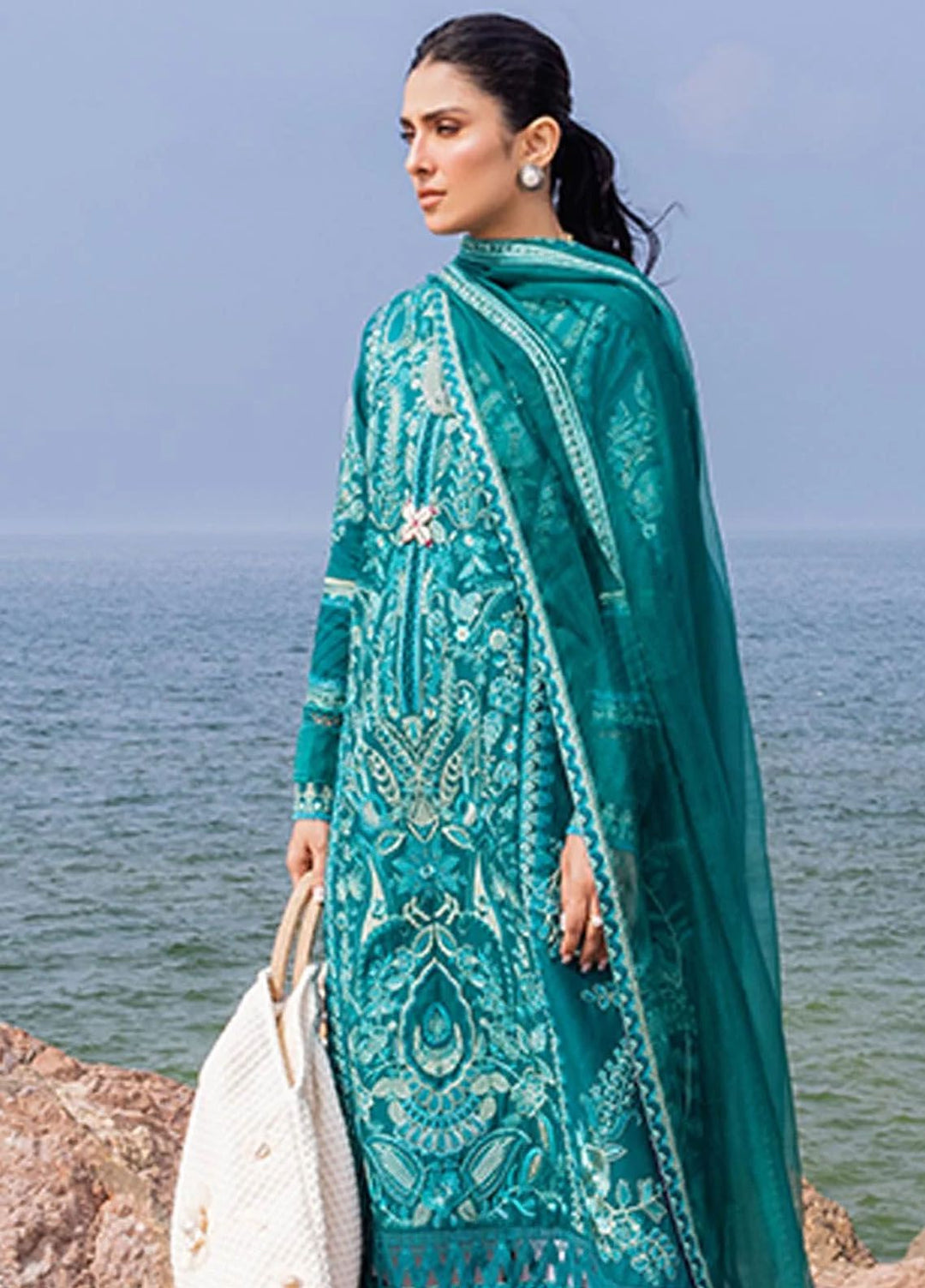 Siraa By Sadaf Fawad Khan Embroidered Lawn Suits Unstitched 3 Piece SDF24S Elaheh A - Luxury Collection