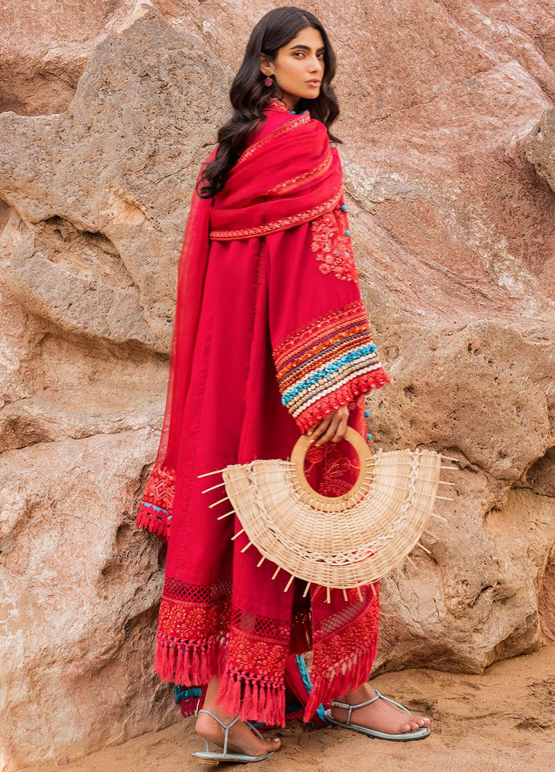 Siraa By Sadaf Fawad Khan Embroidered Lawn Suits Unstitched 3 Piece SDF24S Elaheh B - Luxury Collection