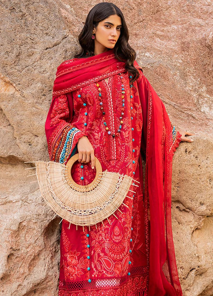 Siraa By Sadaf Fawad Khan Embroidered Lawn Suits Unstitched 3 Piece SDF24S Elaheh B - Luxury Collection