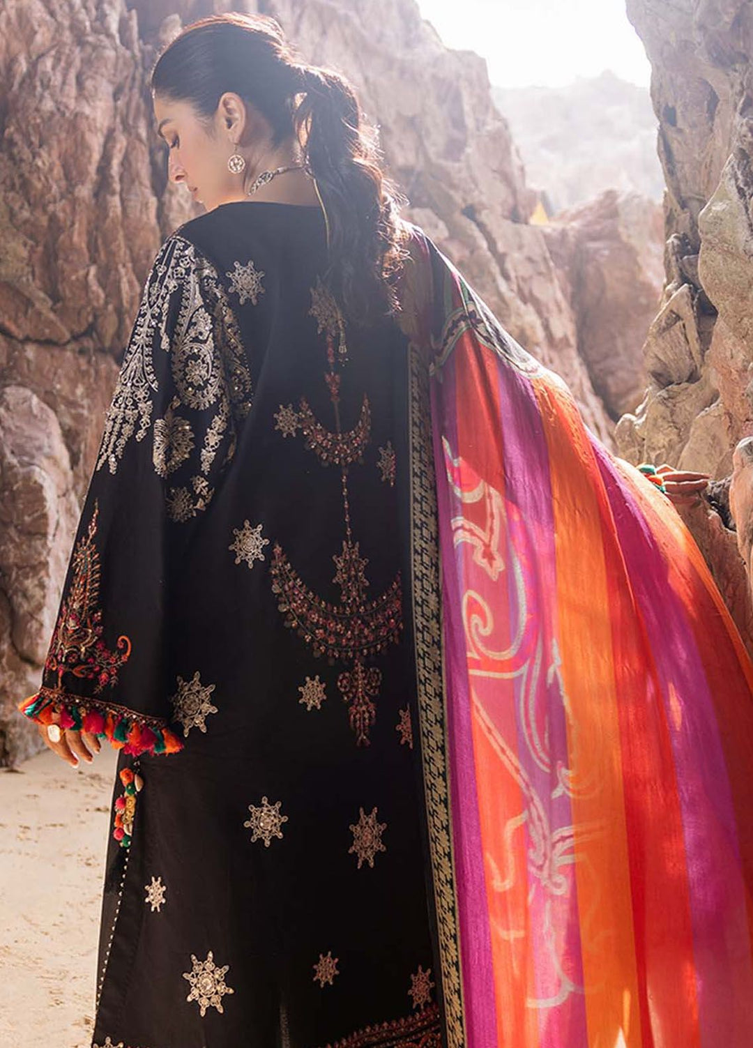 Siraa By Sadaf Fawad Khan Embroidered Lawn Suits Unstitched 3 Piece SDF24S Nuha A - Luxury Collection