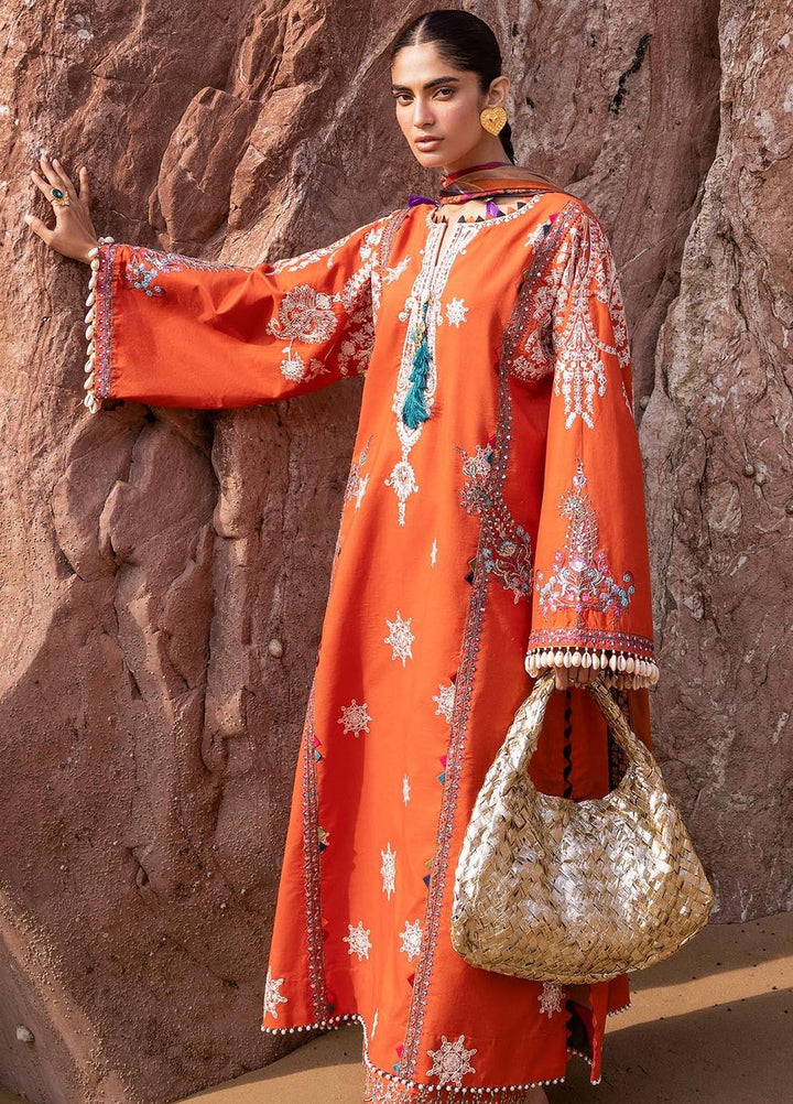 Siraa By Sadaf Fawad Khan Embroidered Lawn Suits Unstitched 3 Piece SDF24S Nuha B - Luxury Collection