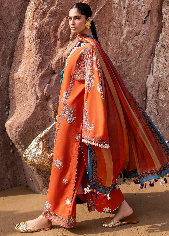 Siraa By Sadaf Fawad Khan Embroidered Lawn Suits Unstitched 3 Piece SDF24S Nuha B - Luxury Collection