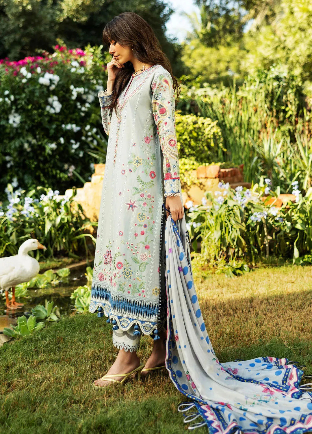 Siraa by Sadaf Fawad Khan Embroidered Lawn Suits Unstitched 3 Piece SDF25S D-1A Paisley Garden - Summer Collection