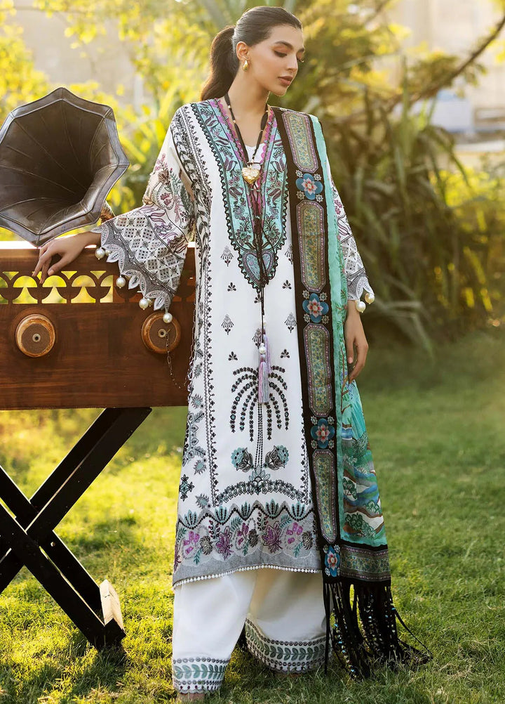 Siraa by Sadaf Fawad Khan Embroidered Lawn Suits Unstitched 3 Piece SDF25S D-2B Palm Island - Summer Collection