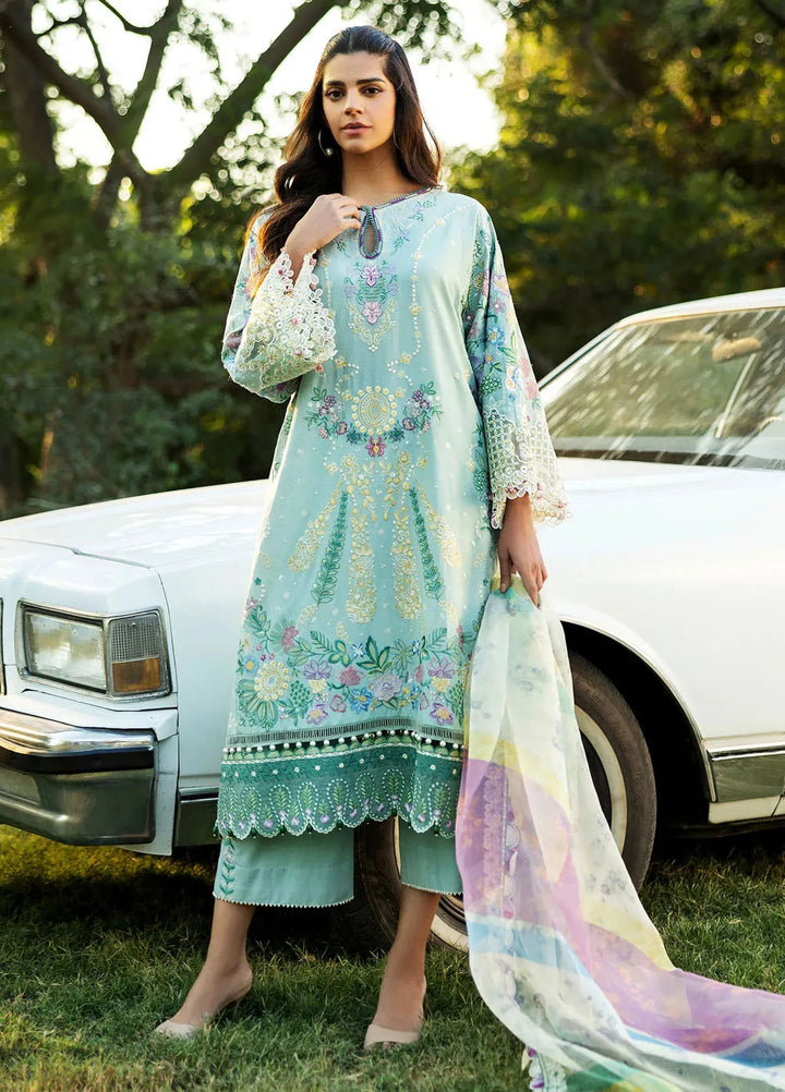 Siraa by Sadaf Fawad Khan Embroidered Lawn Suits Unstitched 3 Piece SDF25S D-3A Mid Summer Evening - Summer Collection