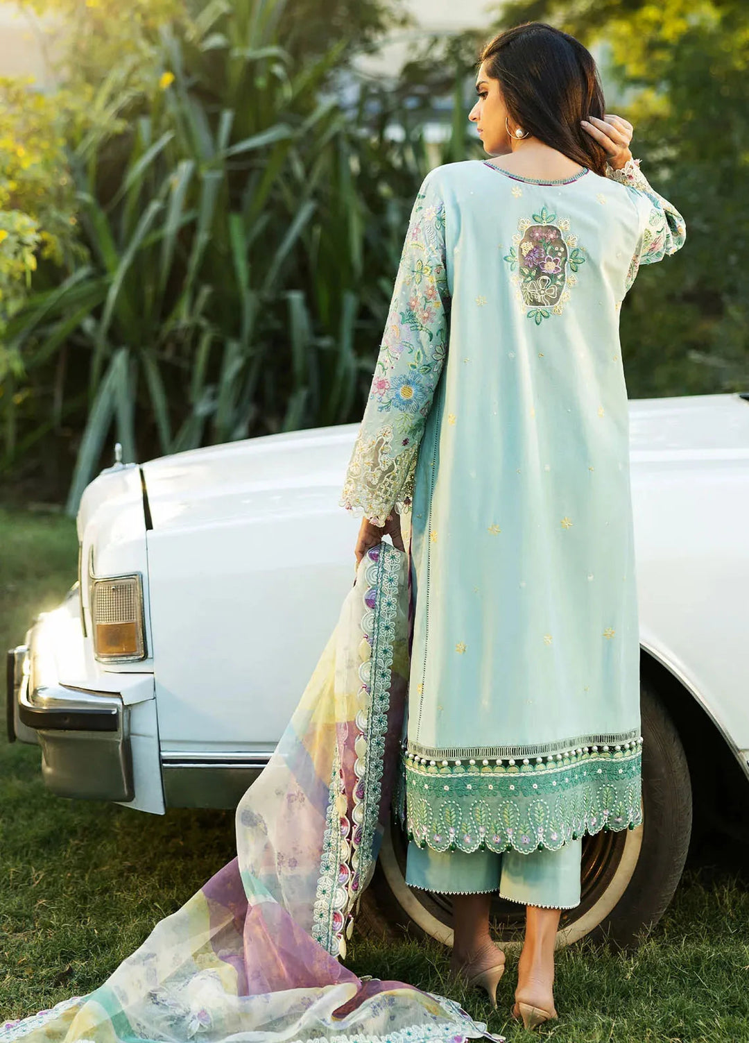 Siraa by Sadaf Fawad Khan Embroidered Lawn Suits Unstitched 3 Piece SDF25S D-3A Mid Summer Evening - Summer Collection