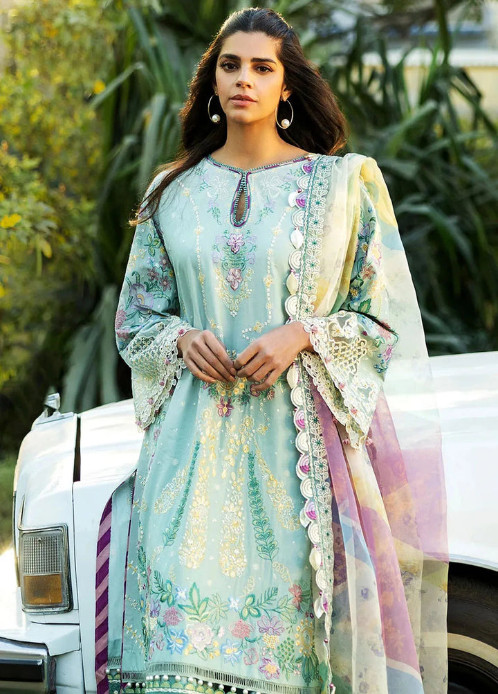 Siraa by Sadaf Fawad Khan Embroidered Lawn Suits Unstitched 3 Piece SDF25S D-3A Mid Summer Evening - Summer Collection