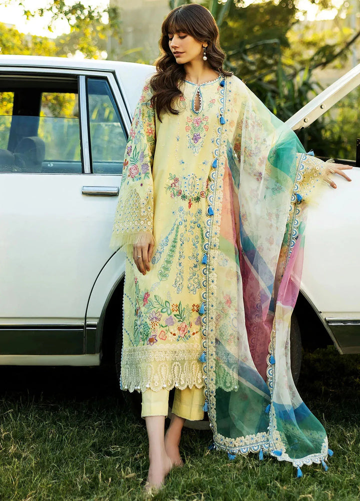 Siraa by Sadaf Fawad Khan Embroidered Lawn Suits Unstitched 3 Piece SDF25S D-3B Mid Summer Evening - Summer Collection