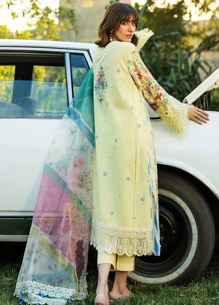 Siraa by Sadaf Fawad Khan Embroidered Lawn Suits Unstitched 3 Piece SDF25S D-3B Mid Summer Evening - Summer Collection