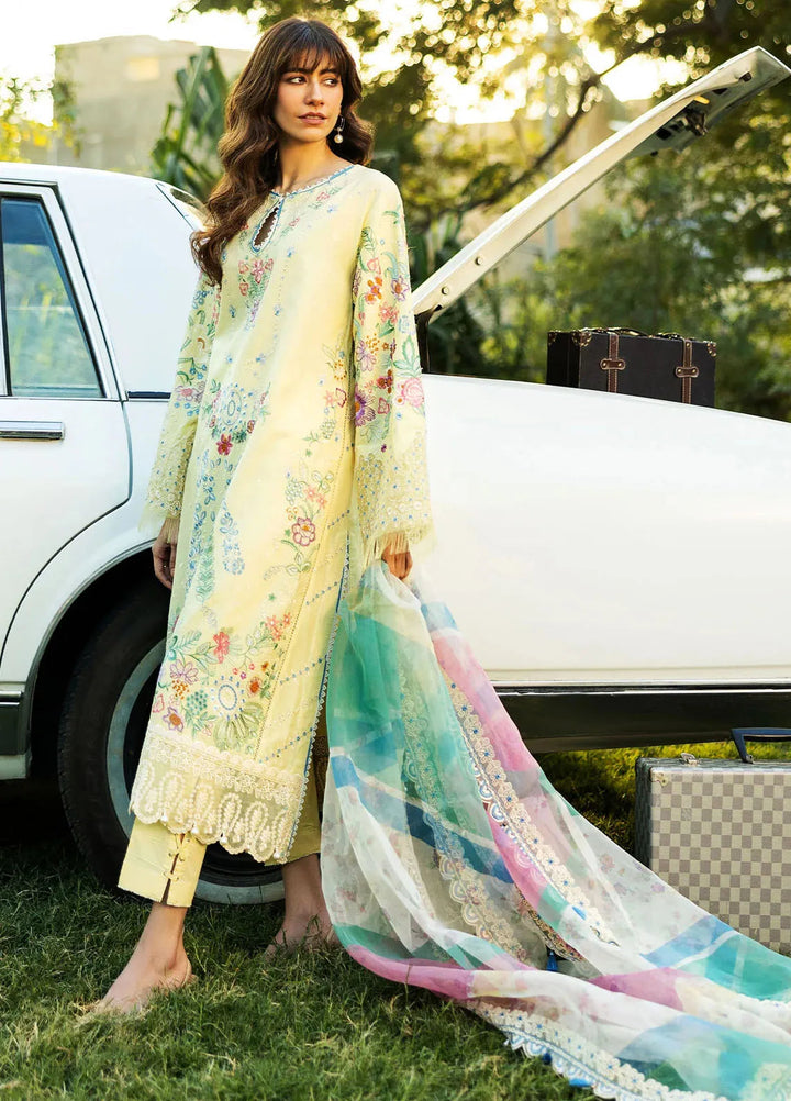 Siraa by Sadaf Fawad Khan Embroidered Lawn Suits Unstitched 3 Piece SDF25S D-3B Mid Summer Evening - Summer Collection