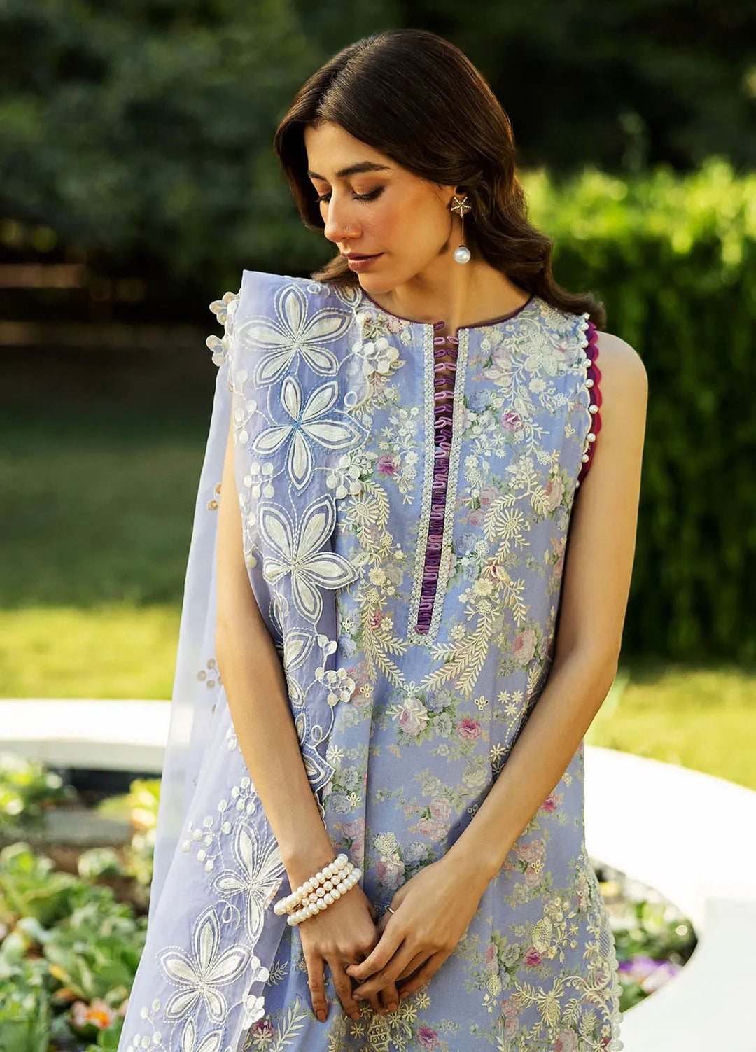 Siraa by Sadaf Fawad Khan Embroidered Lawn Suits Unstitched 3 Piece SDF25S D-4A Bloom - Summer Collection