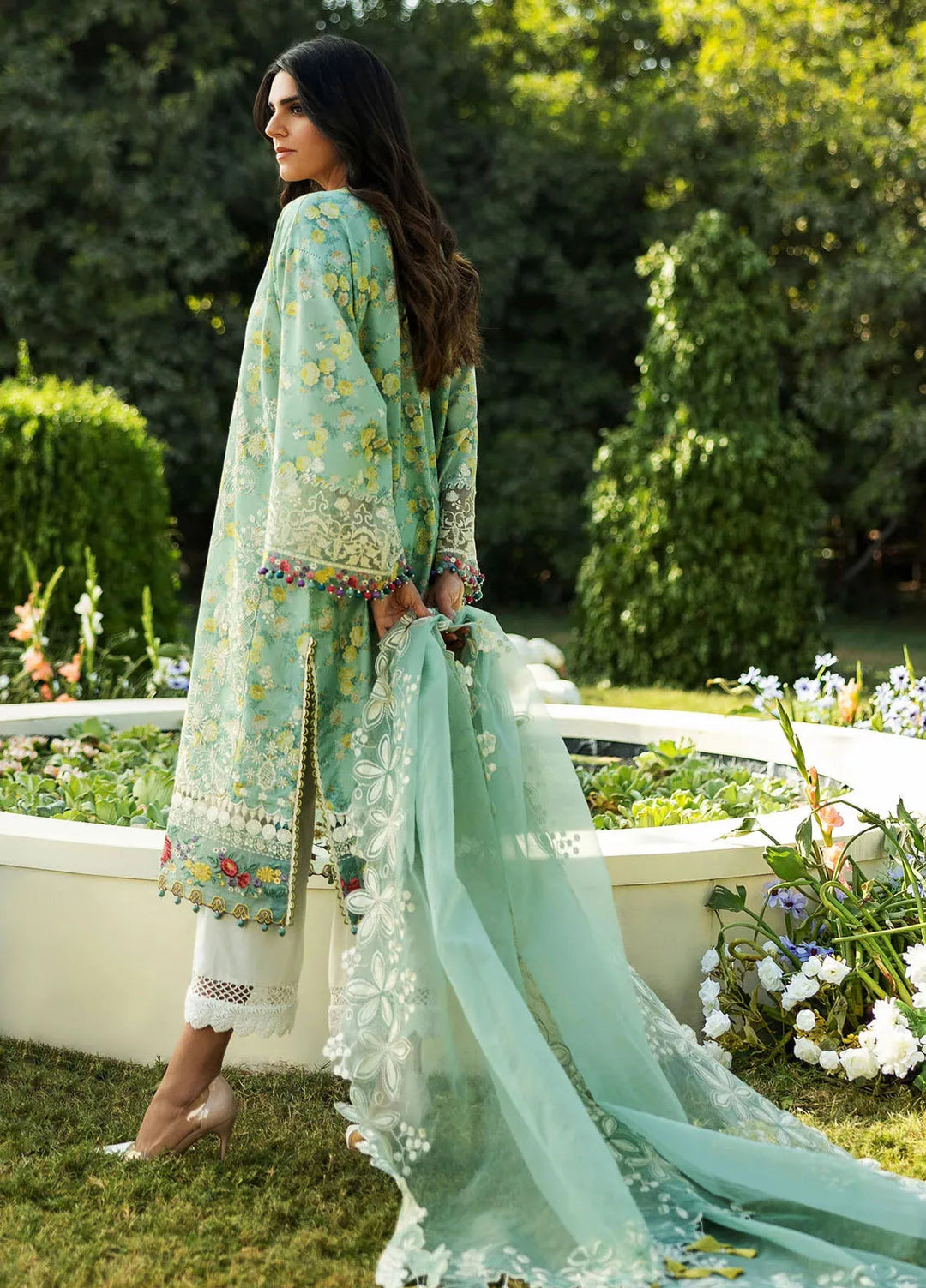 Siraa by Sadaf Fawad Khan Embroidered Lawn Suits Unstitched 3 Piece SDF25S D-4B Bloom - Summer Collection