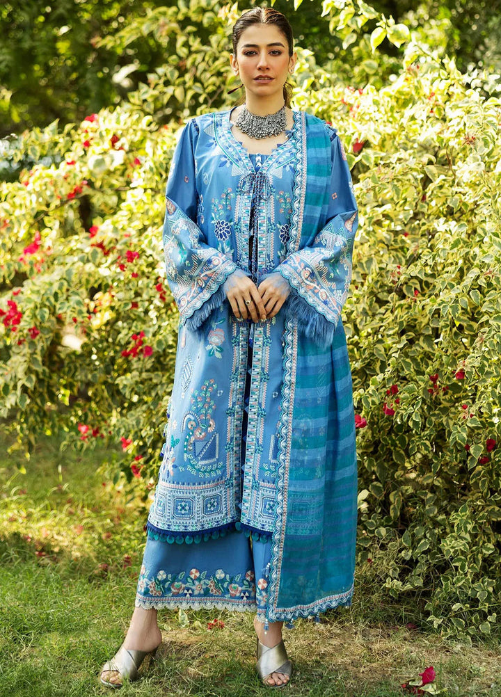 Siraa by Sadaf Fawad Khan Embroidered Lawn Suits Unstitched 3 Piece SDF25S D-5A Wisteria - Summer Collection